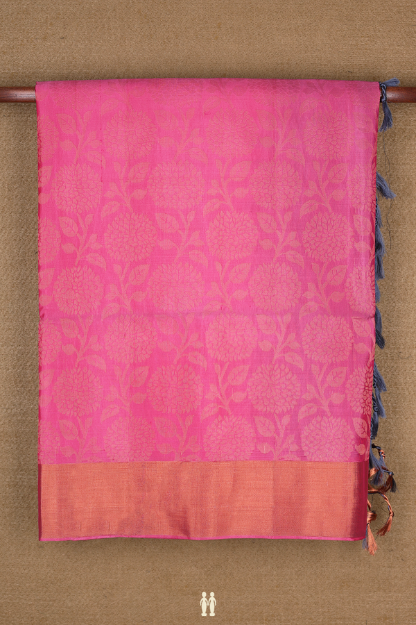 Soft Silk Saree In Rose Pink With Brocade Zari Design
