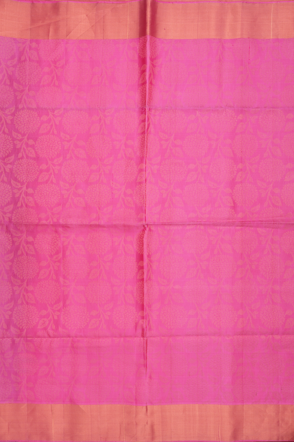 Soft Silk Saree In Rose Pink With Brocade Zari Design