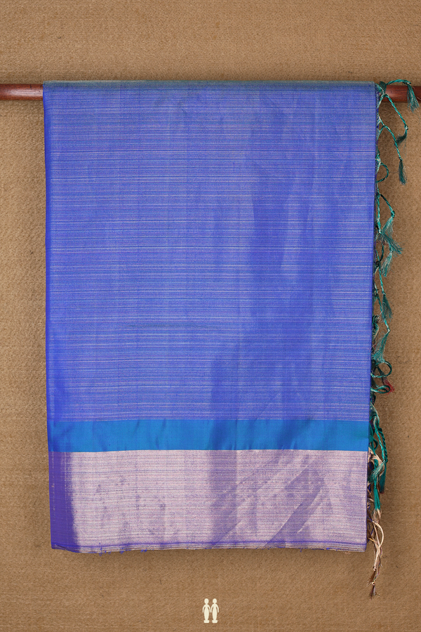 Soft Silk Saree In Royal Blue With Allover Zari Stripe Design