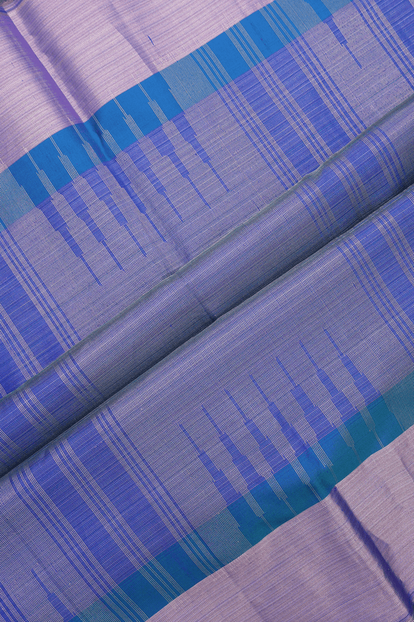 Soft Silk Saree In Royal Blue With Allover Zari Stripe Design
