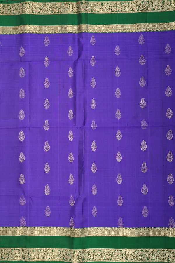 Soft Silk Saree In Royal Blue With Floral Buttas