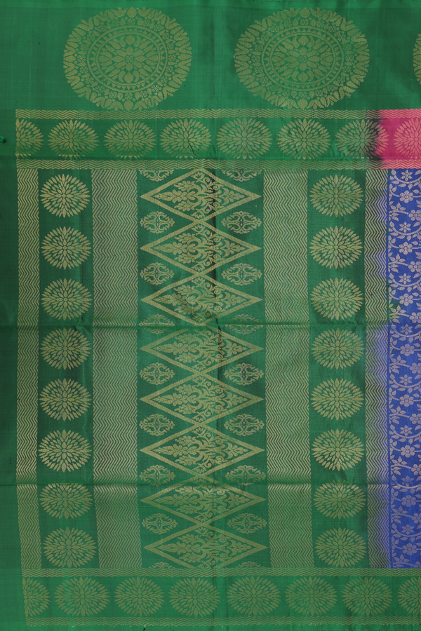Soft Silk Saree In Royal Blue With Floral Design