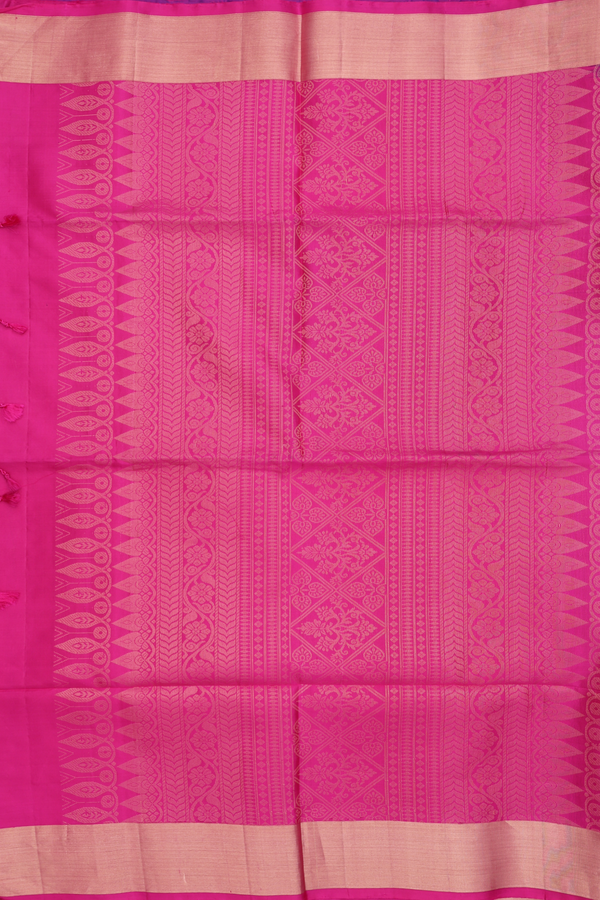 Soft Silk Saree In Royal Blue With Floral Motifs