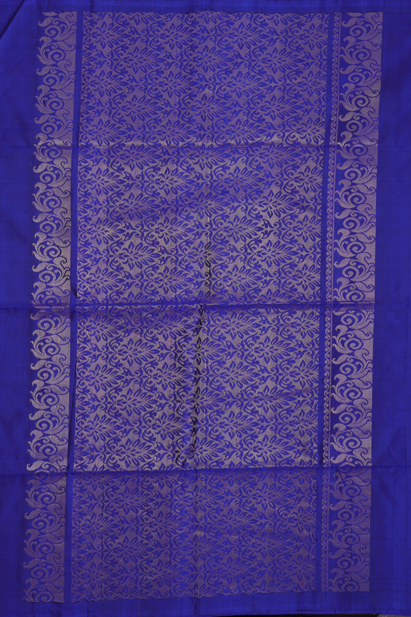 Soft Silk Saree In Royal Blue With Floral Motifs