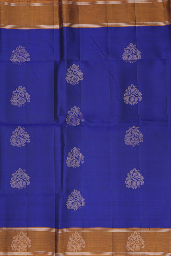 Soft Silk Saree In Royal Blue With Floral Motifs