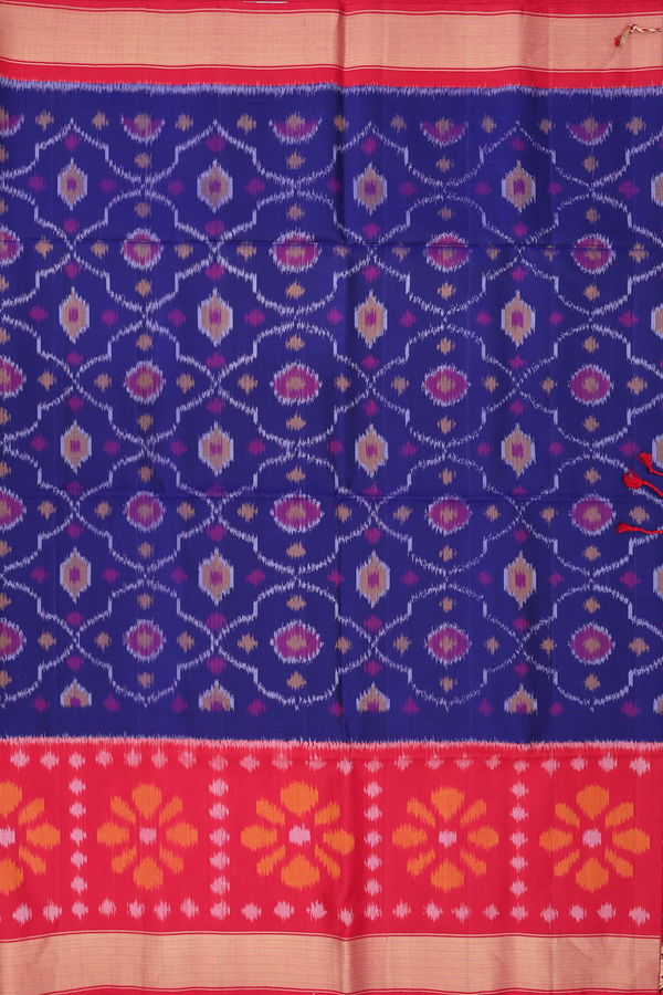 Soft Silk Saree In Royal Blue With Printed Design