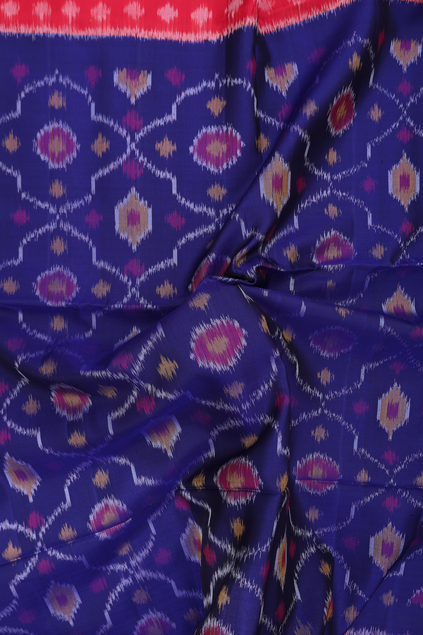 Soft Silk Saree In Royal Blue With Printed Design