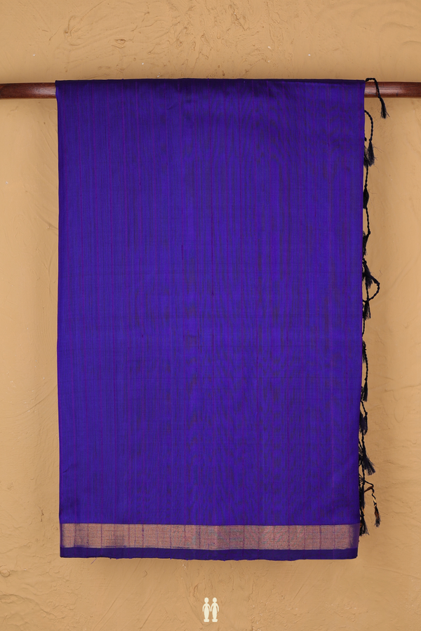 Soft Silk Saree In Royal Blue With Stripes Design
