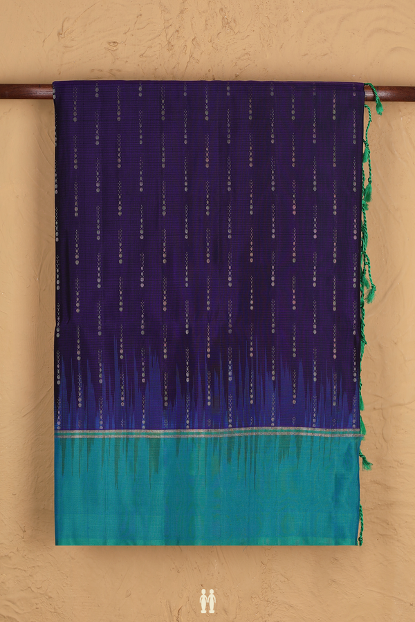 Soft Silk Saree In Royal Blue With Stripes Design