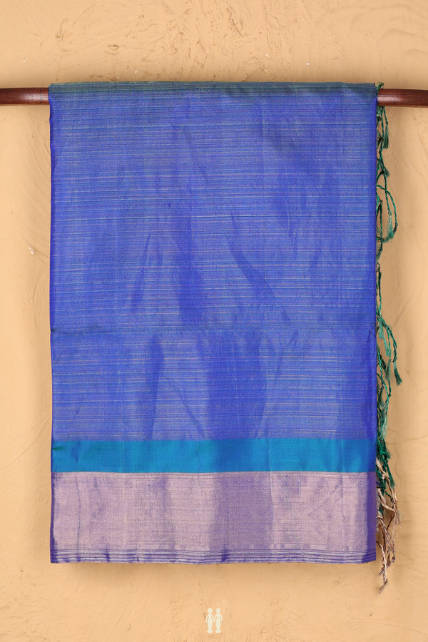 Soft Silk Saree In Royal Blue With Stripes Design
