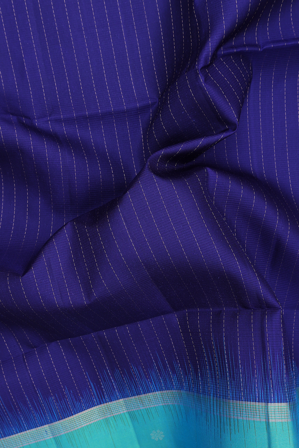 Soft Silk Saree In Royal Blue With Stripes Design