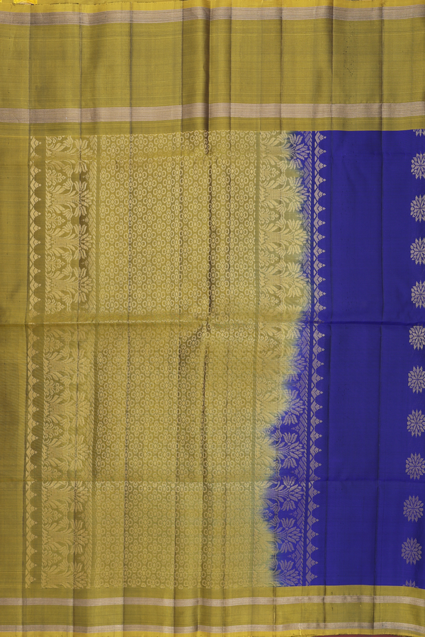 Soft Silk Saree In Royal Blue With Zari Buttas