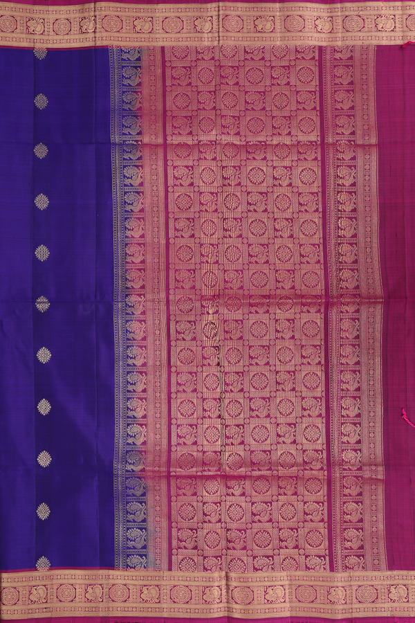 Soft Silk Saree In Royal Blue With Zari Buttas
