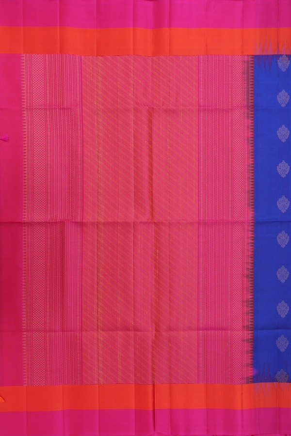 Soft Silk Saree In Royal Blue With Zari Buttas