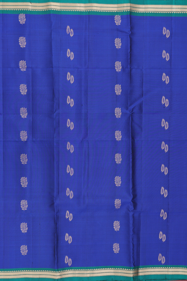 Soft Silk Saree In Royal Blue With Zari Buttas