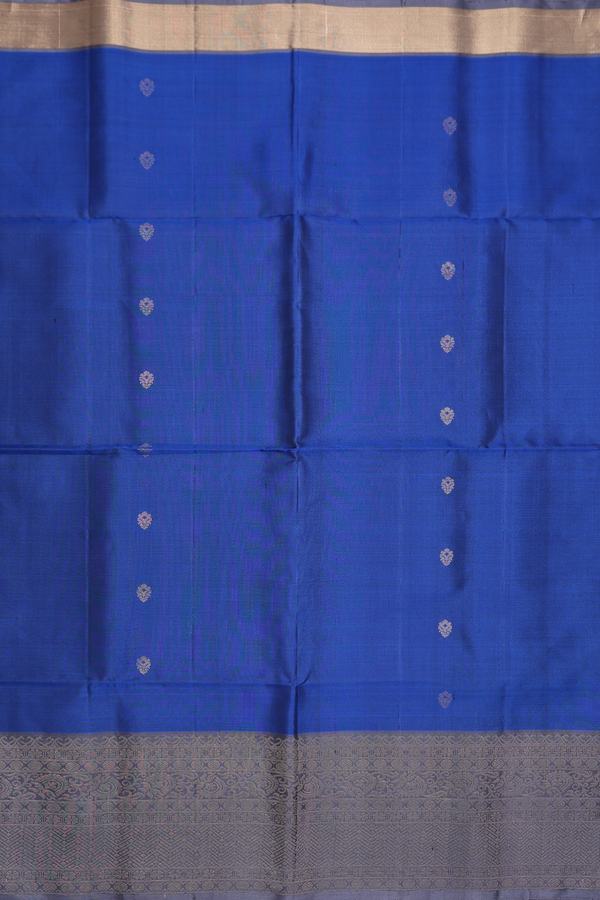 Soft Silk Saree In Royal Blue With Zari Buttas