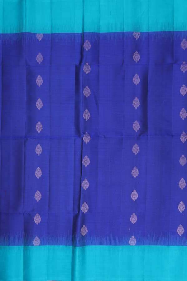 Soft Silk Saree In Royal Blue With Zari Buttas