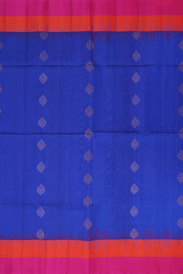 Soft Silk Saree In Royal Blue With Zari Buttas