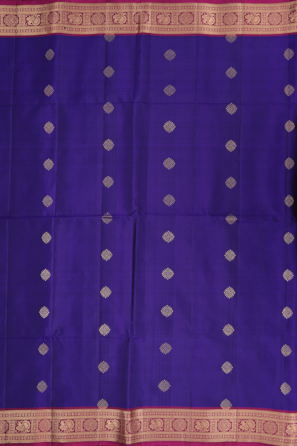Soft Silk Saree In Royal Blue With Zari Buttas