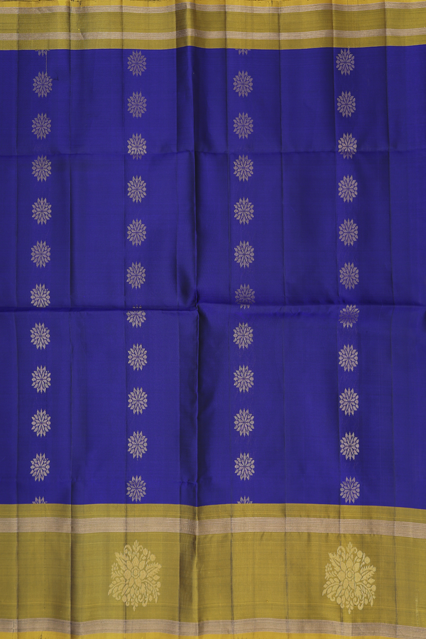 Soft Silk Saree In Royal Blue With Zari Buttas