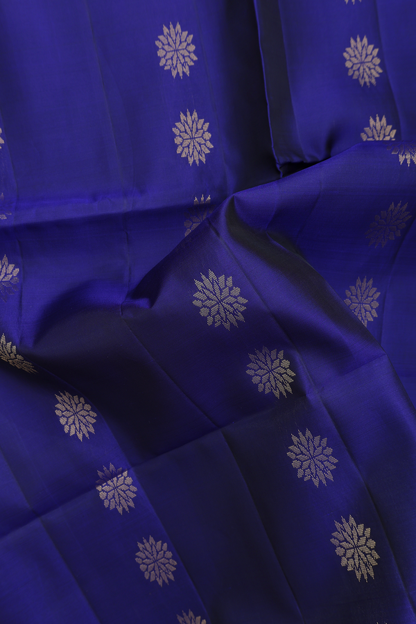 Soft Silk Saree In Royal Blue With Zari Buttas