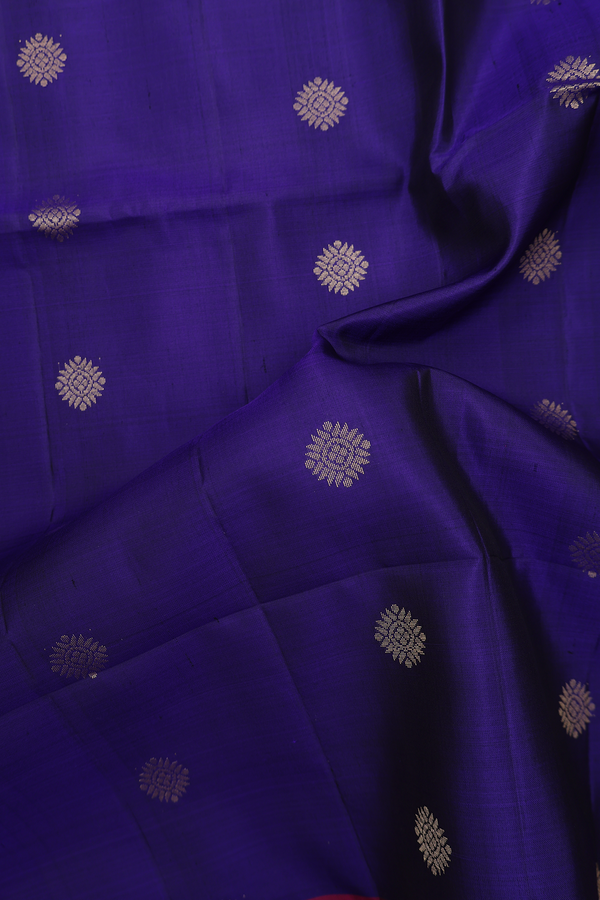 Soft Silk Saree In Royal Blue With Zari Buttas