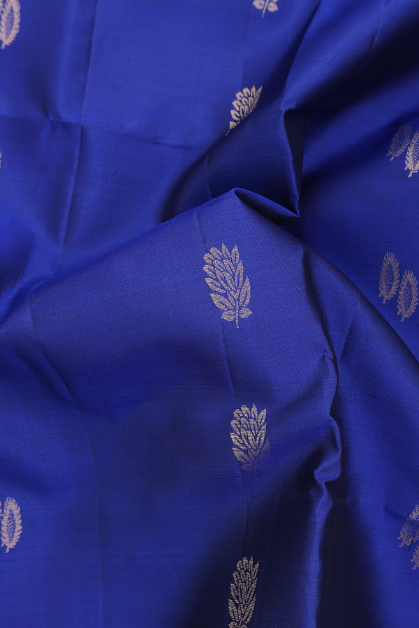 Soft Silk Saree In Royal Blue With Zari Buttas