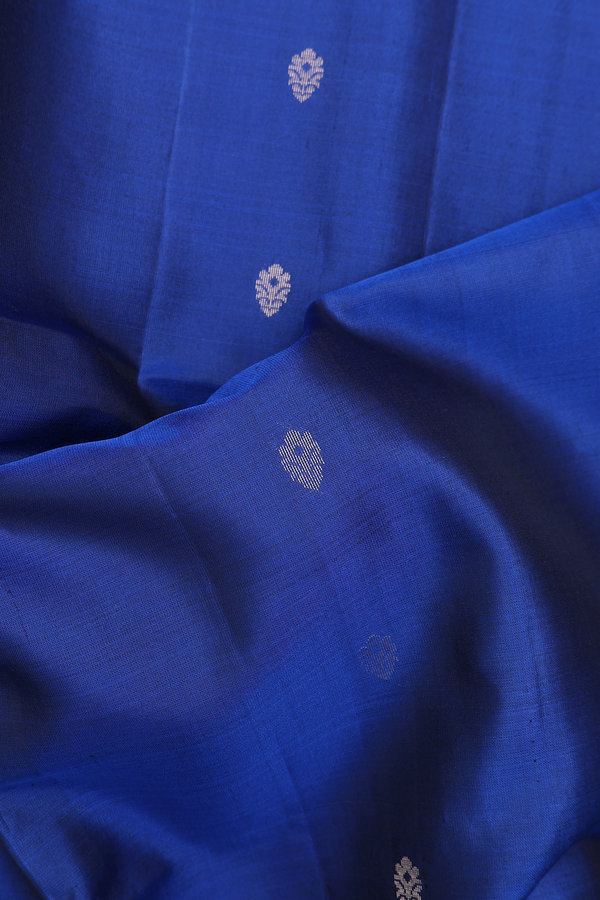 Soft Silk Saree In Royal Blue With Zari Buttas
