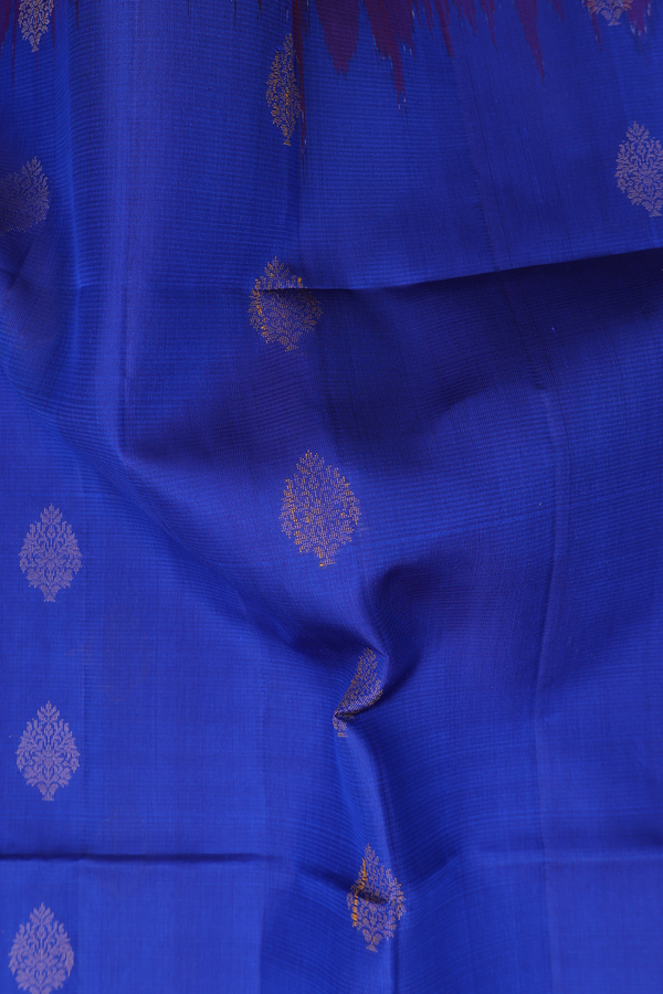 Soft Silk Saree In Royal Blue With Zari Buttas