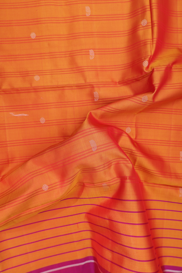 Soft Silk Saree In Royal Orange With Stripes Design