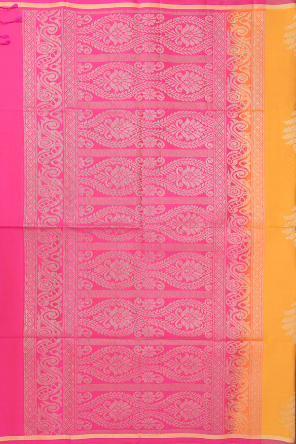 Soft Silk Saree In Royal Orange With Zari Motifs