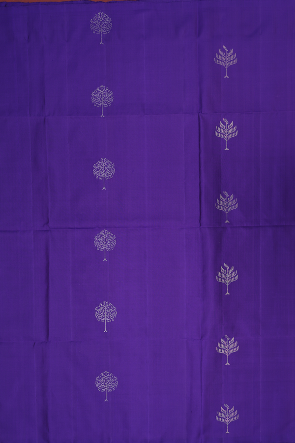 Soft Silk Saree In Royal Purple With Tree Motifs