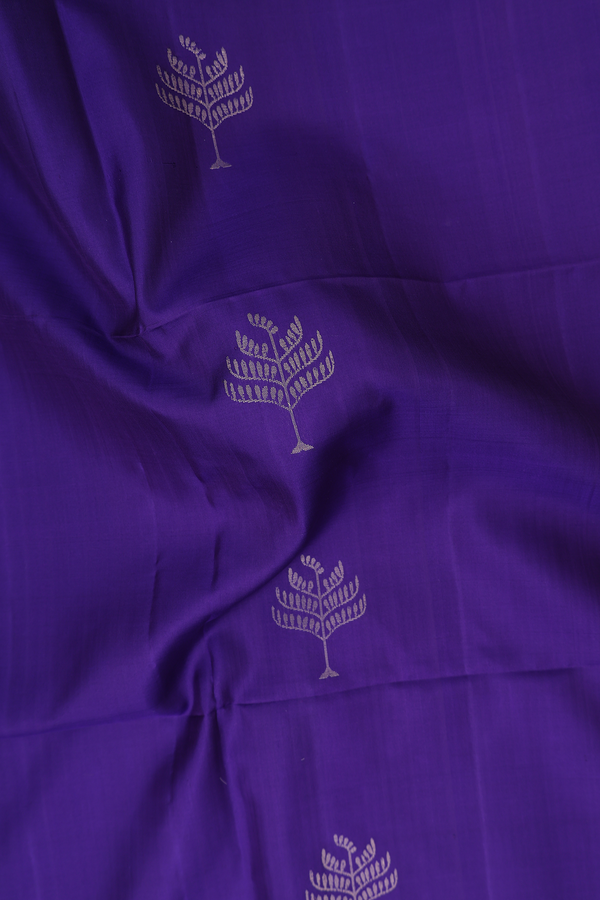 Soft Silk Saree In Royal Purple With Tree Motifs