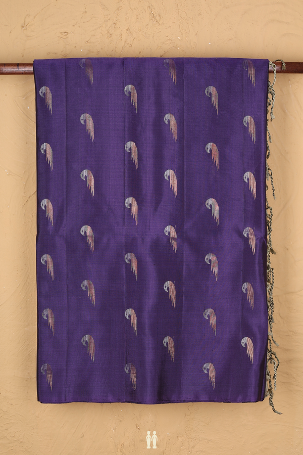 Soft Silk Saree In Royal Purple With Zari Buttas