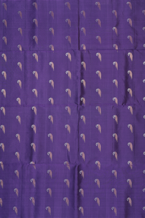 Soft Silk Saree In Royal Purple With Zari Buttas