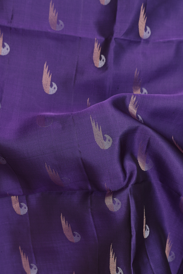 Soft Silk Saree In Royal Purple With Zari Buttas