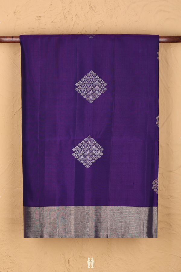 Soft Silk Saree In Royal Purple With Zari Motifs