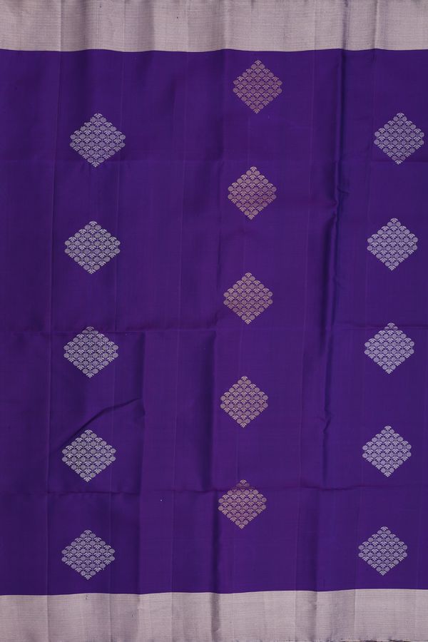 Soft Silk Saree In Royal Purple With Zari Motifs