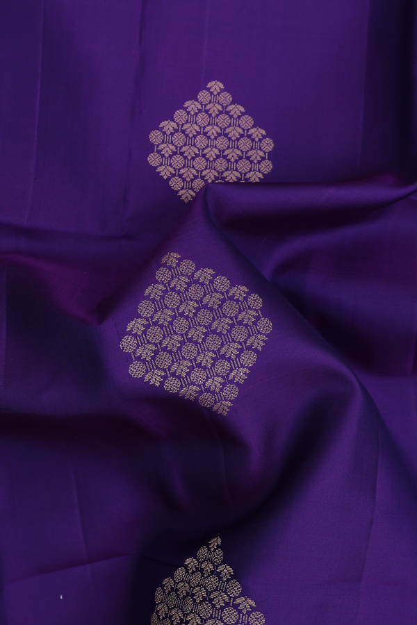 Soft Silk Saree In Royal Purple With Zari Motifs