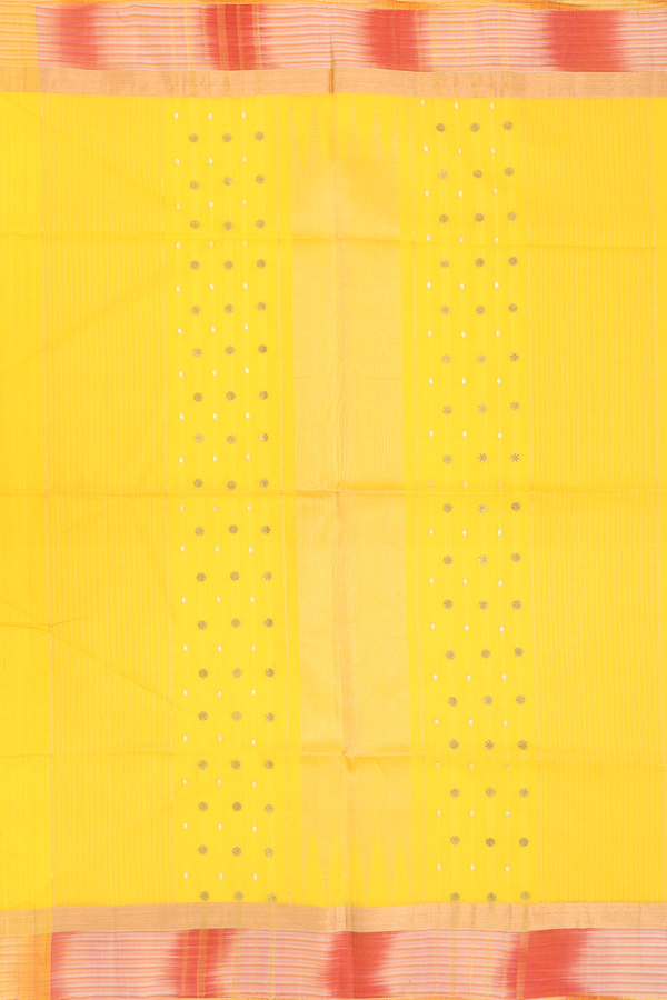 Raw Silk Saree In Royal Yellow With Contrast Border