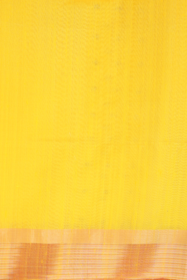 Raw Silk Saree In Royal Yellow With Contrast Border