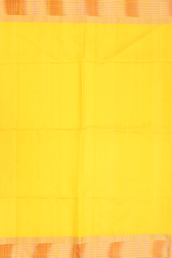 Raw Silk Saree In Royal Yellow With Contrast Border