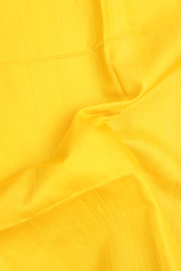Raw Silk Saree In Royal Yellow With Contrast Border