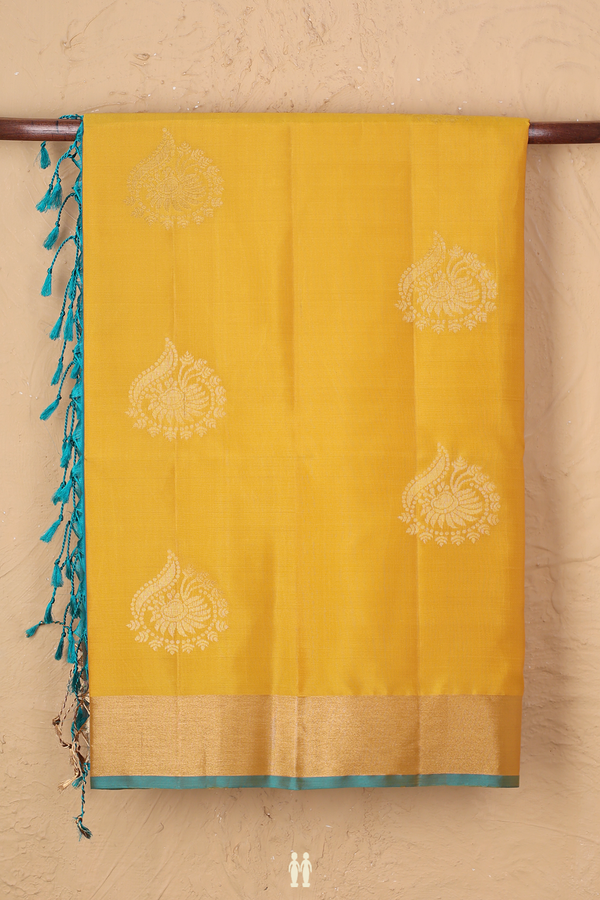 Soft Silk Saree In Royal Yellow With Zari Motifs