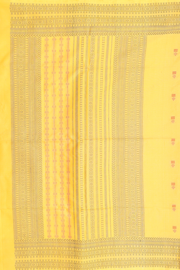 Soft Silk Saree In Royal Yellow With Threadwork Buttas