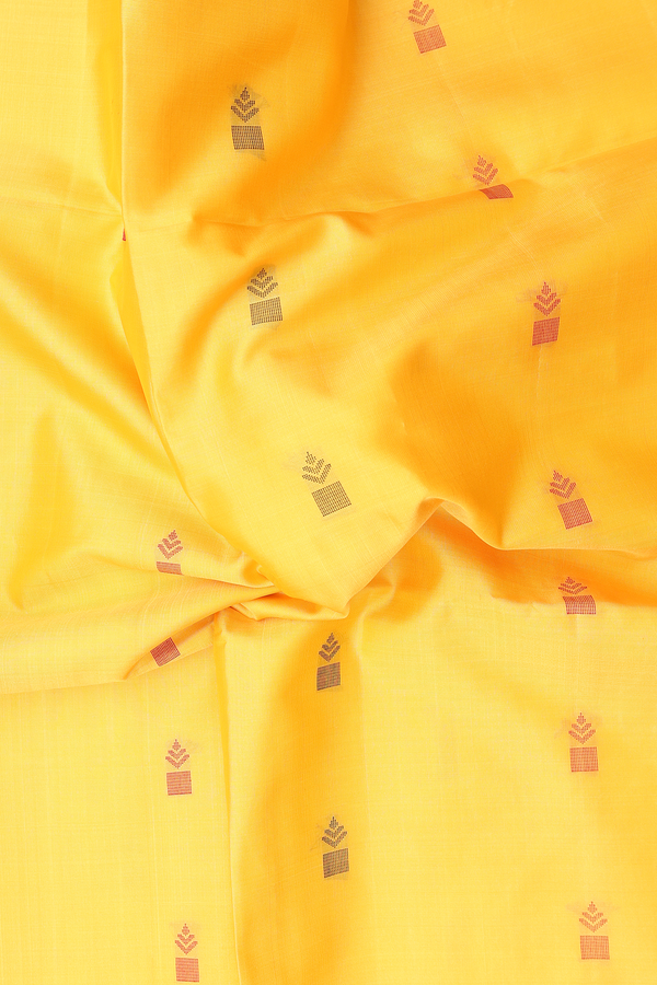 Soft Silk Saree In Royal Yellow With Threadwork Buttas