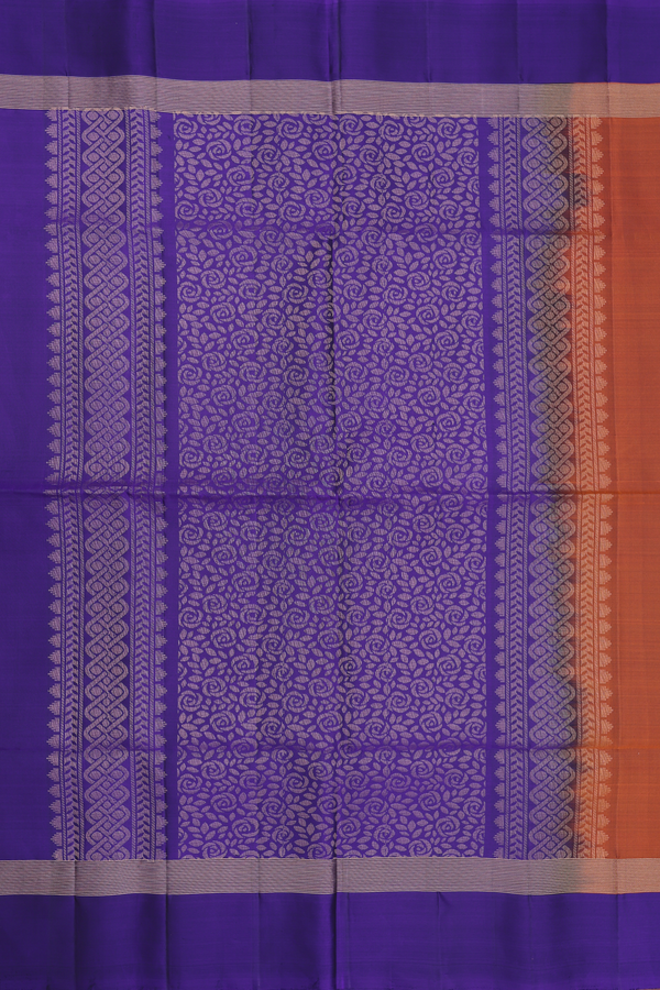 Soft Silk Saree In Rust Orange With Zari Buttas