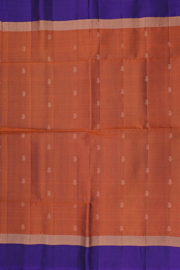 Soft Silk Saree In Rust Orange With Zari Buttas