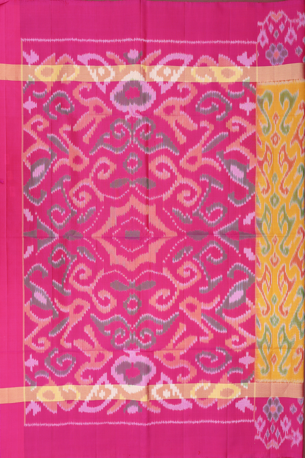 Soft Silk Saree In Mustard Yellow With Printed Design