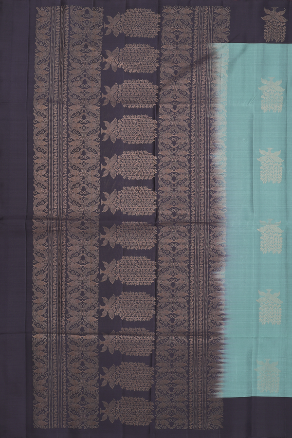 Soft Silk Saree In Sage Green With Floral Motifs